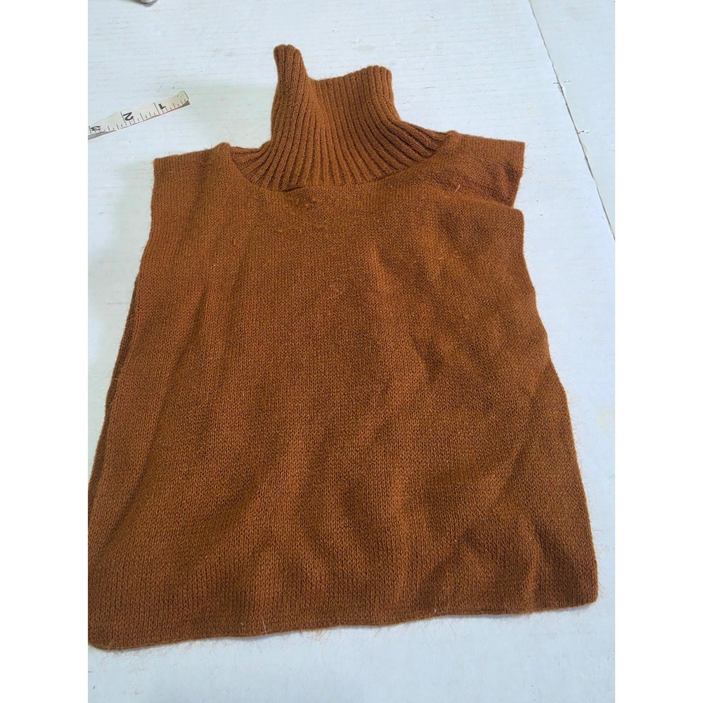 Rust Brown Knit Turtleneck Dickey Ribbed Faux Sweater Layering Bib Accessory